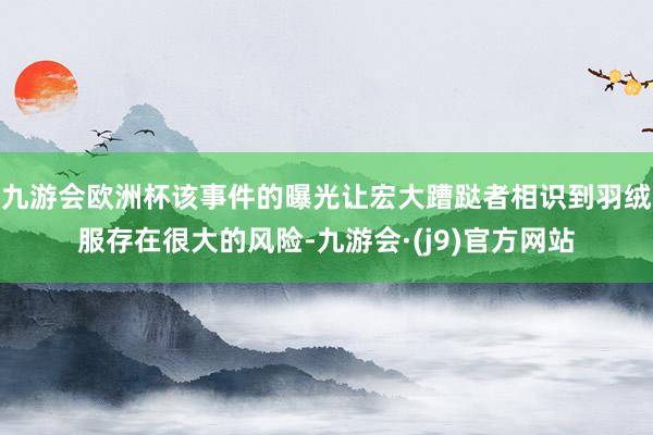九游会欧洲杯该事件的曝光让宏大蹧跶者相识到羽绒服存在很大的风险-九游会·(j9)官方网站