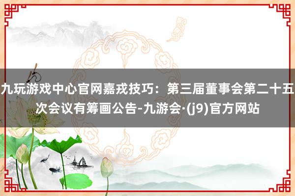 九玩游戏中心官网嘉戎技巧：第三届董事会第二十五次会议有筹画公告-九游会·(j9)官方网站