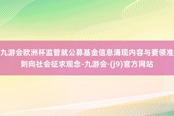 九游会欧洲杯监管就公募基金信息涌现内容与要领准则向社会征求观念-九游会·(j9)官方网站